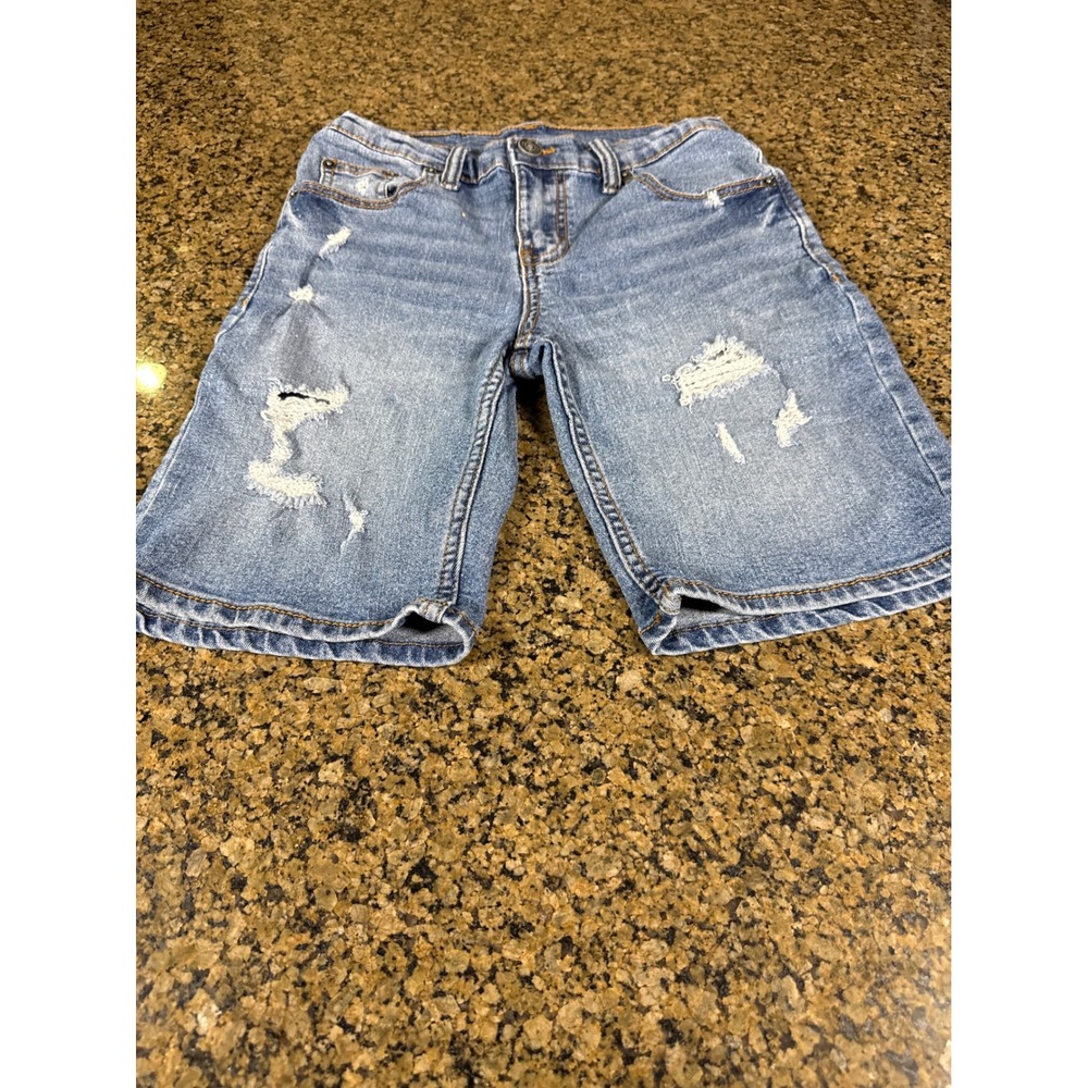 Ring of Fire Boys Distressed Denim Shorts Light Wash Ripped Size 12